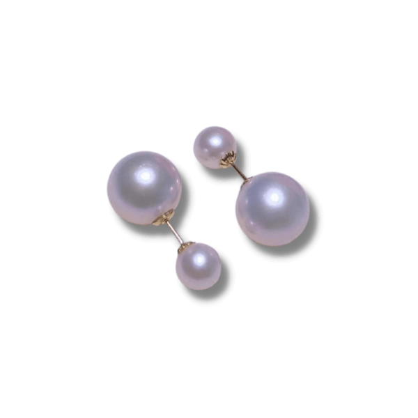 Double Sided Pearl Studs- White - Image 2