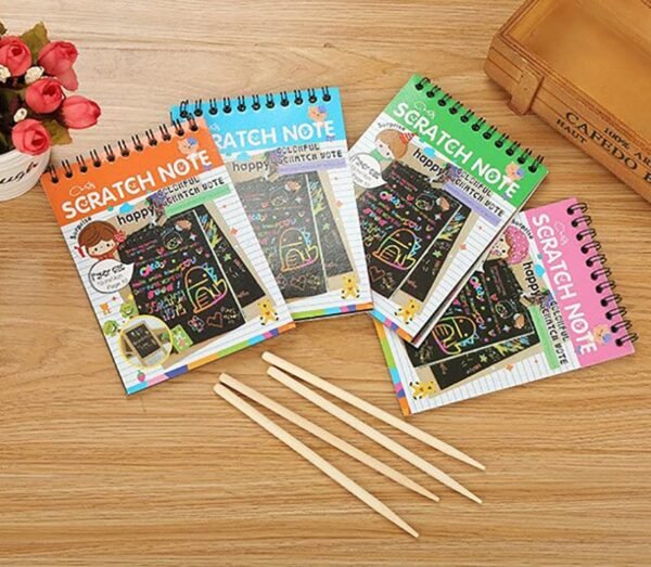 Kids Magic Colorful Drawing Scratch Note Books-Black - Image 3