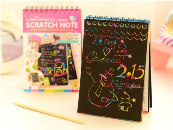 Kids Magic Colorful Drawing Scratch Note Books-Black - Image 2